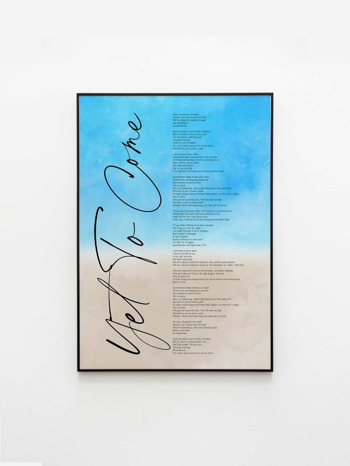 BTS yet to Come Lyrics Prints Poster digital Download Etsy