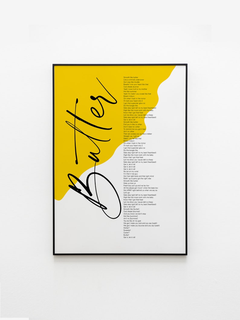 BTS Butter Lyrics Prints Poster digital Download Korean Etsy