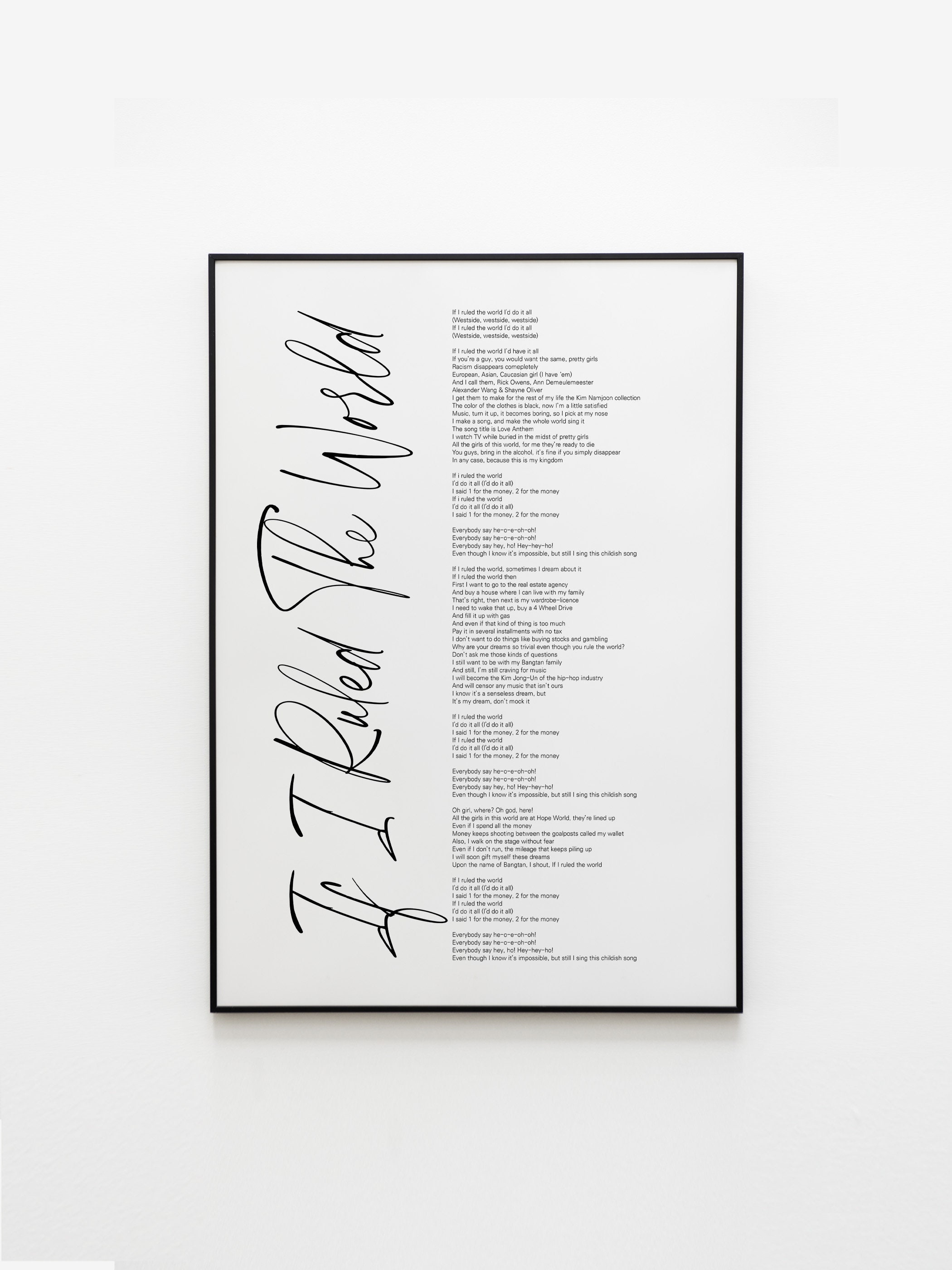 BTS If I Ruled The World Lyrics Prints Poster Digital Etsy
