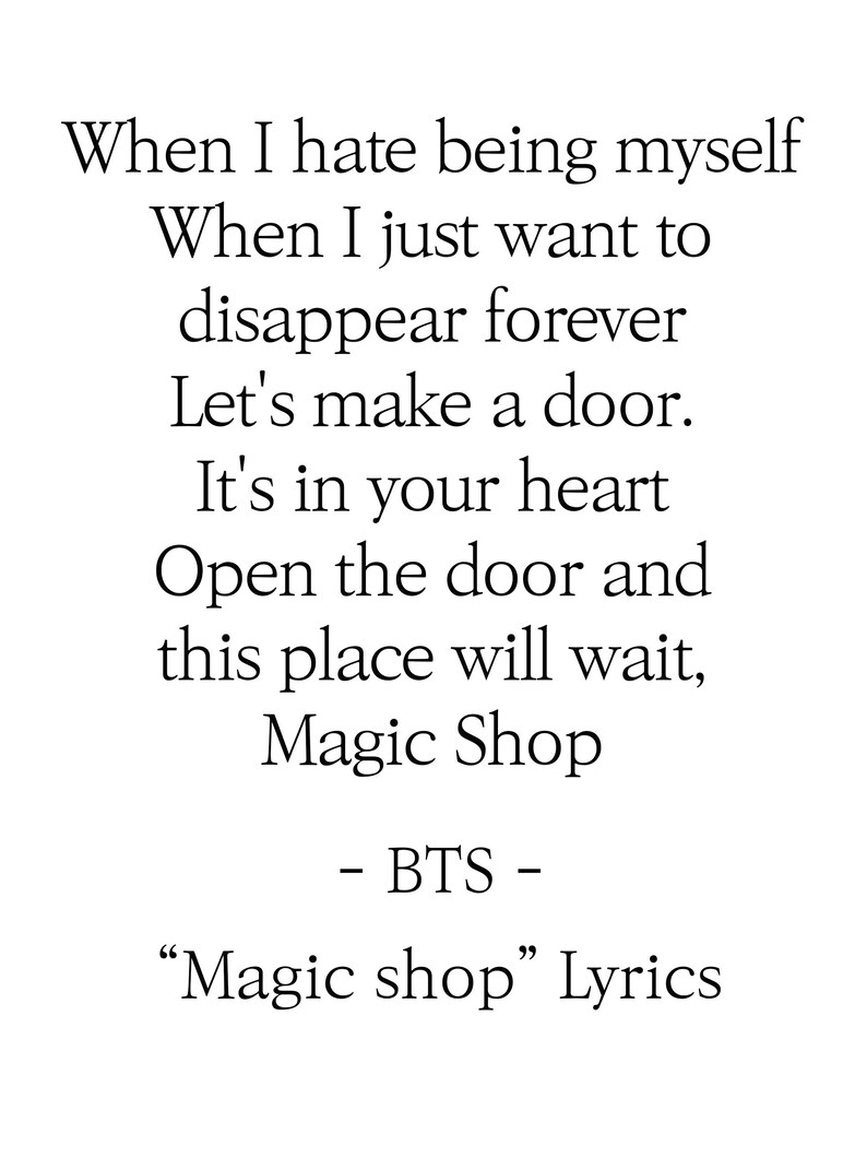 BTS Magic Shop Lyrics Prints Poster digital Download Korean Etsy