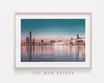 Han River Night View Seoul, Korea Travel Landscape, (Digital Download), Photography Large Wall Art, Room Decor, Wall Hanging