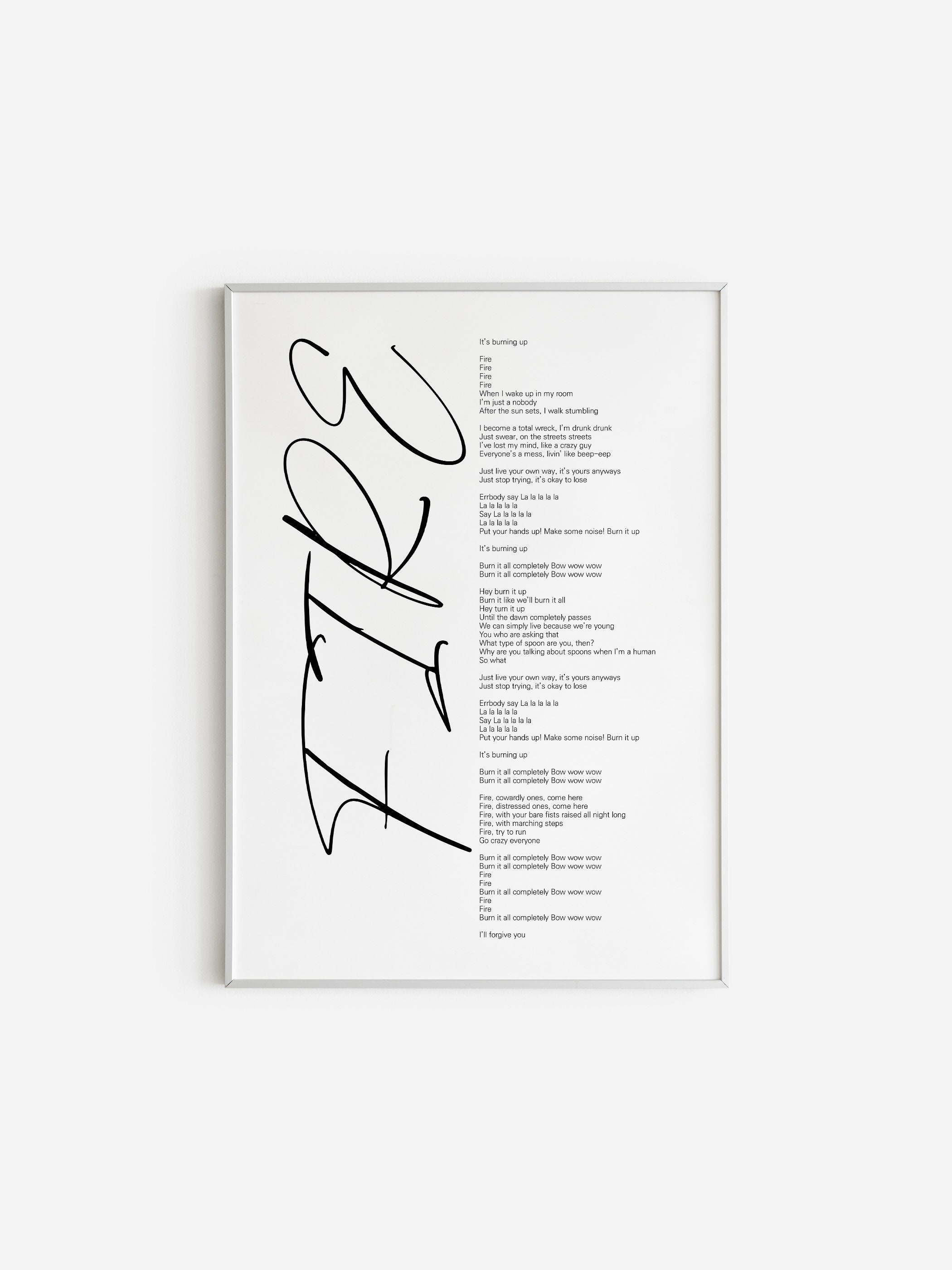 BTS FIRE Lyrics Prints Poster Digital Download Korean Etsy