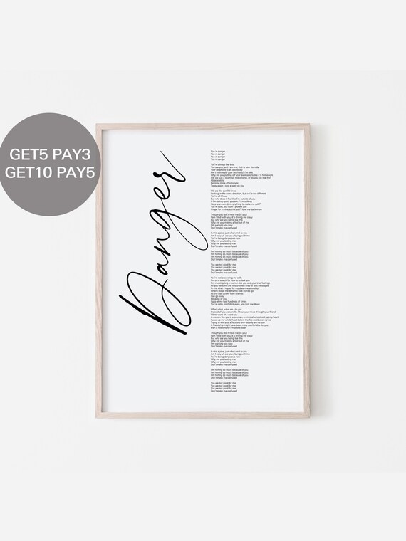 BTS Danger Lyrics, Prints Poster Digital Download Korean Quotes.