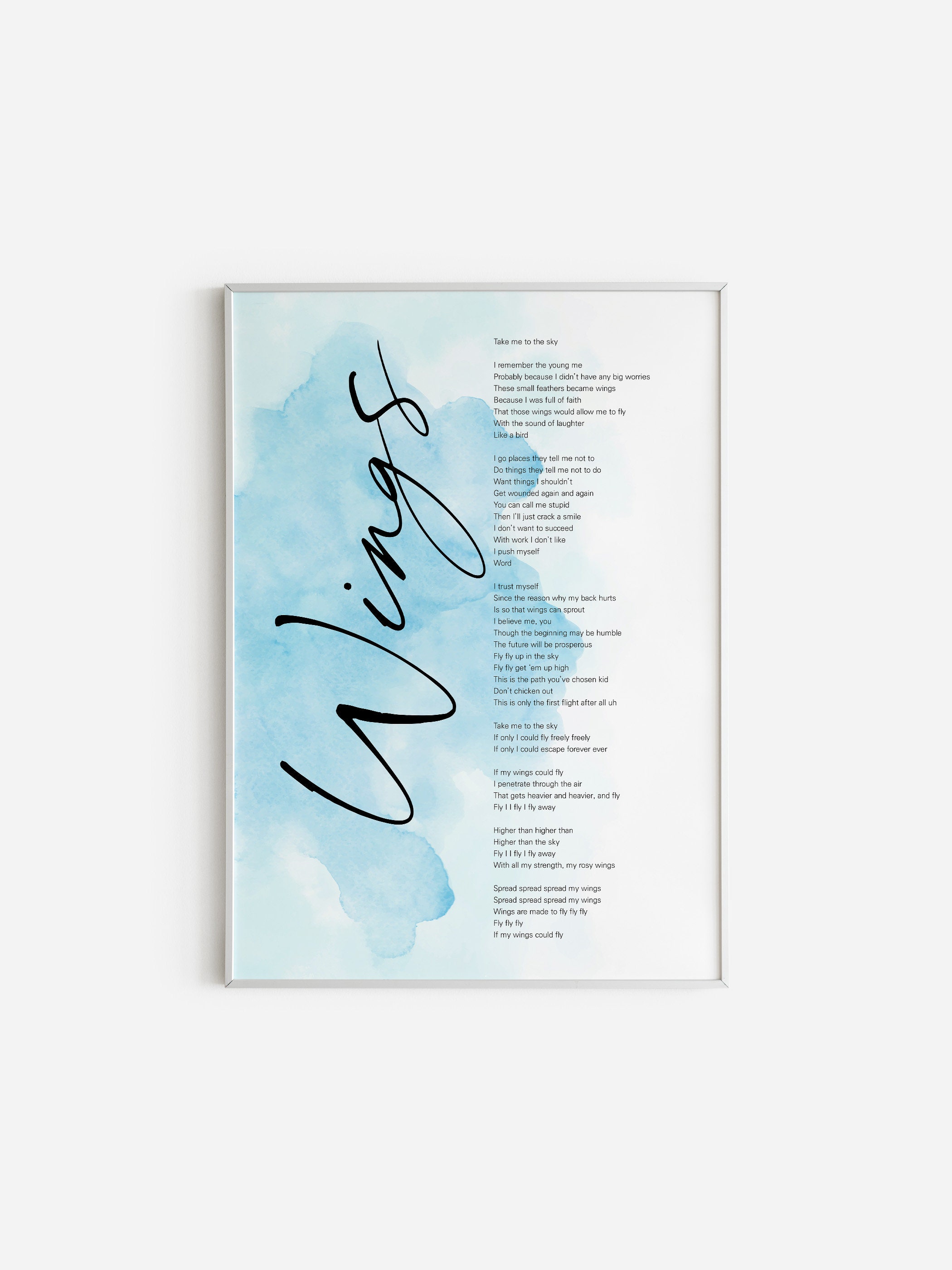 BTS Wings Lyrics Prints Poster digital Download Korean Etsy