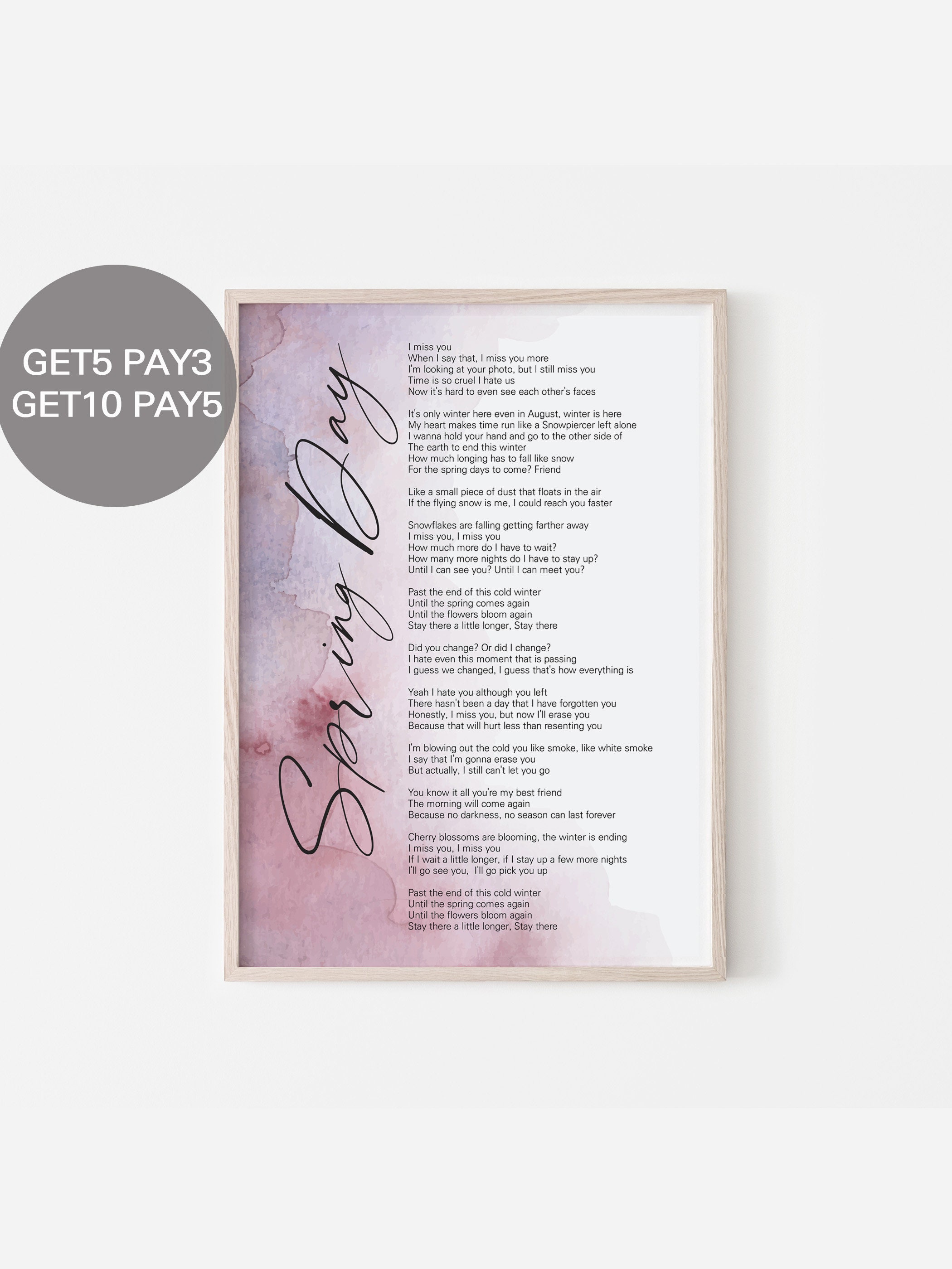 Epiphany BTS Poster Lyrics Song Lyrics Print Printable 