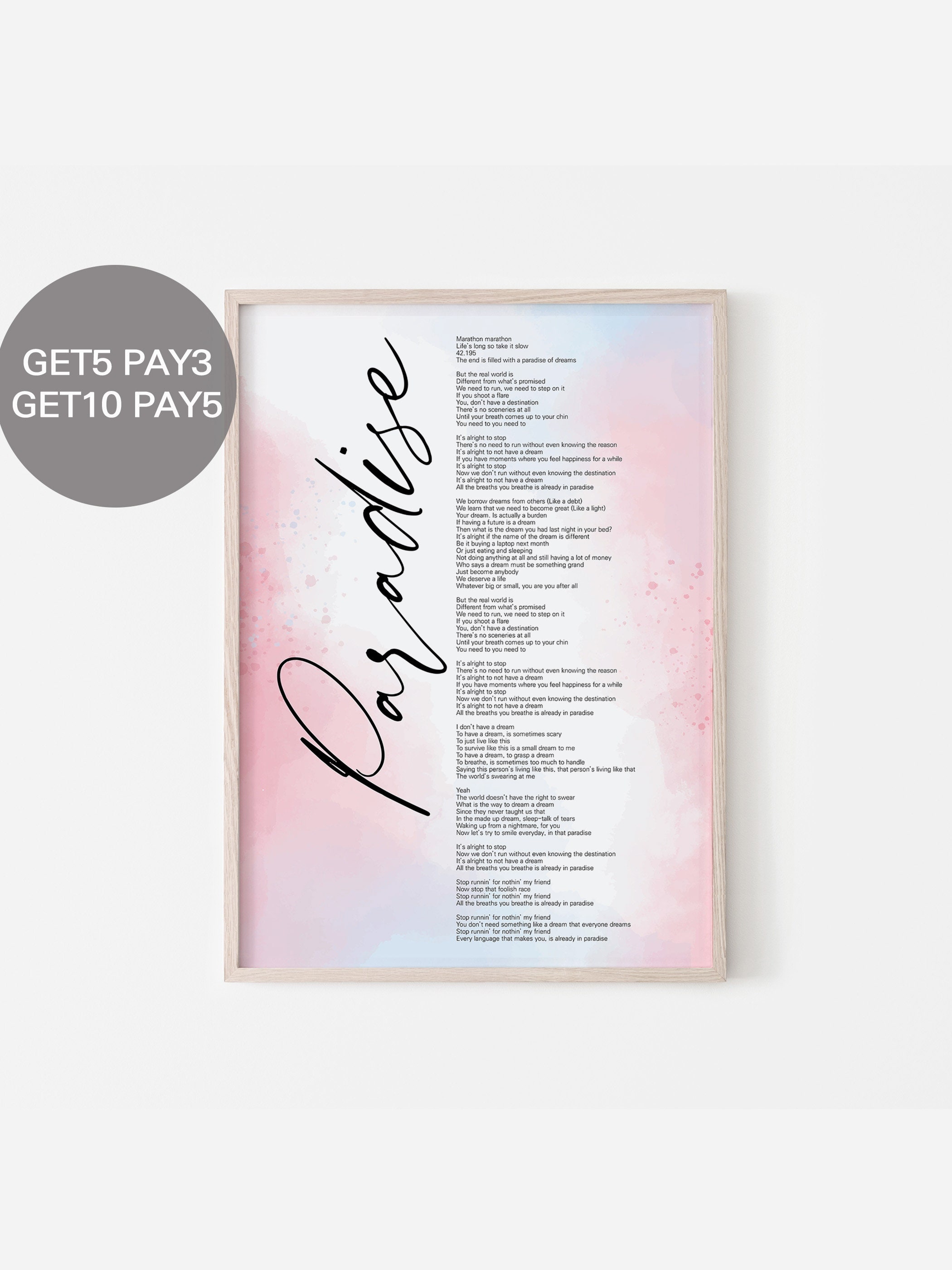 paradise lyrics Sticker for Sale by khongor1020