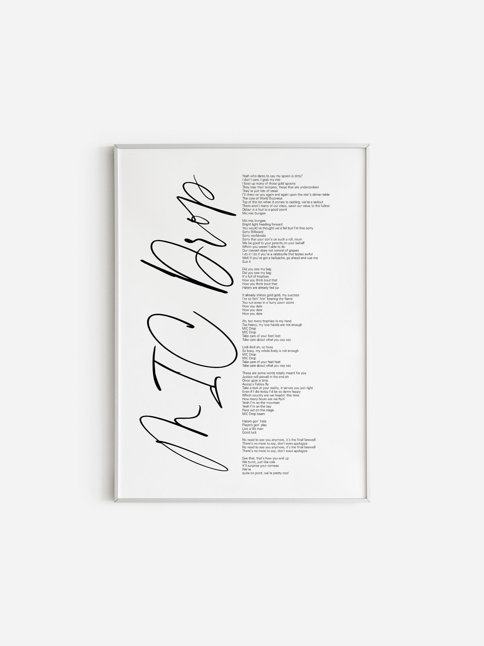 BTS MIC Drop Lyrics Prints Poster Digital Download Korean Etsy