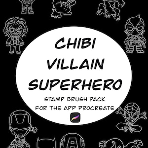 Chibi villain superhero’s procreate stamps