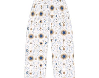 Celestial Moon and Sun Pajama Pants | Boho Star Astrology Sleepwear