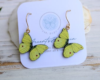 Canary Yellow Butterfly Earrings for Women/Butterfly Earrings/Butterfly Jewelry/Butterfly Hanging Earrings/Birthday Gifts for Her