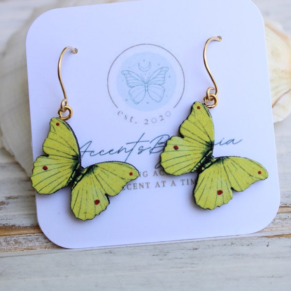 Canary Yellow Butterfly Earrings for Women/Butterfly Earrings/Butterfly Jewelry/Butterfly Hanging Earrings/Birthday Gifts for Her