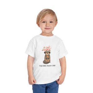 Camiseta de gato con flores / Mantente salvaje, camiseta de manga corta para niños pequeños, regalo para niños, ropa para amantes de los animales, linda camiseta de verano, regalo de cumpleaños