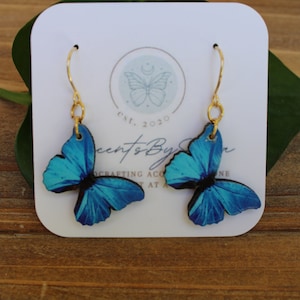 Blue Butterfly Earrings for Women//Butterfly Earrings//Butterfly Jewelry//Butterfly Hanging Earrings//Birthday Gifts for Her//AccentsBySonia