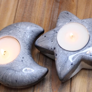 Handmade Resin Moon & Star Candle Holders – Celestial Home Decor