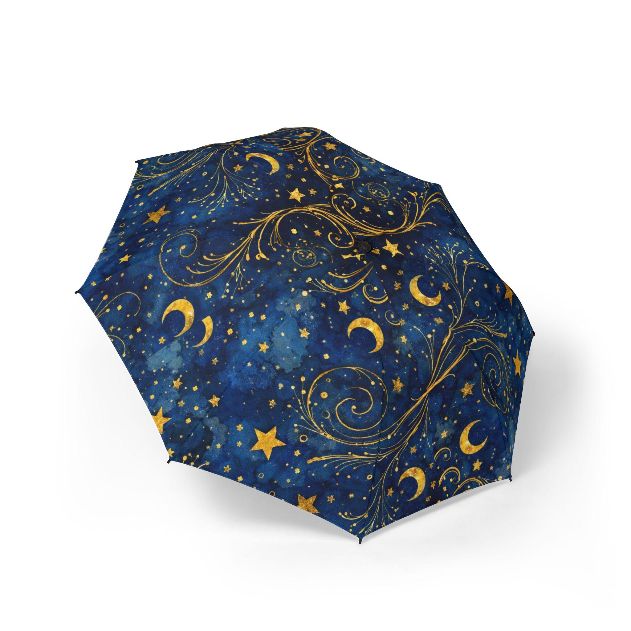 Starry Moon Night umbrella Celestial Swirl Pattern