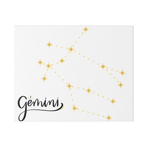 Zwillinge Sternzeichen Leinwand Kunst, moderne Astrologie Dekor, Sternzeichen Wandkunst, Zwillinge Geschenk, himmlische Wohnkultur, astrologisches Kunstwerk