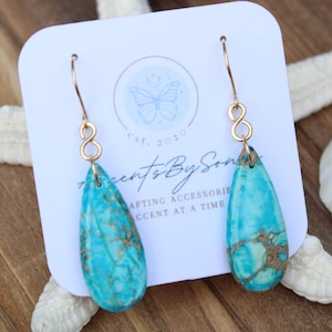 One of a Kind Blue Sea Jasper Drop Earrings// Natural Stone Earrings// Ocean Blue Stone Jewelry// AccentsBySonia