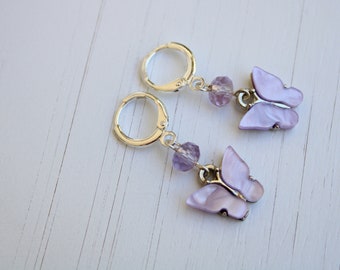 Lavender Amethyst Butterfly Earrings/Butterfly Earrings/Silver Butterfly Earrings/AccentsBySonia