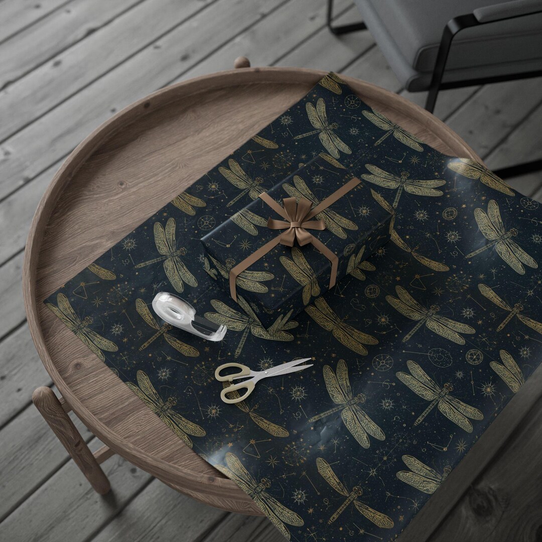 Vintage Dragonfly Pattern Wrapping Paper | Botanical Insect Print - Etsy
