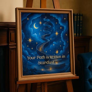 Celestial Spiral Staircase Print: Dreamy Moon & Stars Art (Digital Download, 8x10 inches)