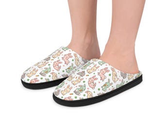 Pastel Bunny Pattern Women's Indoor Slippers | Cozy Easter Spring Home