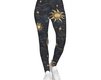 Leggings Sole, Luna e Stelle Celesti / Leggings Cielo Notturno Cosmico