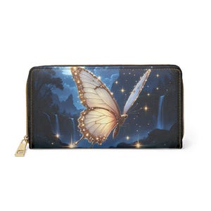 Schmetterling Glow Reißverschluss Geldbörse von StardustCoveStudio, einzigartige Geldbörse, Abend Geldbörse, Geschenk für sie, Schmetterling Design, Boho Geldbörse
