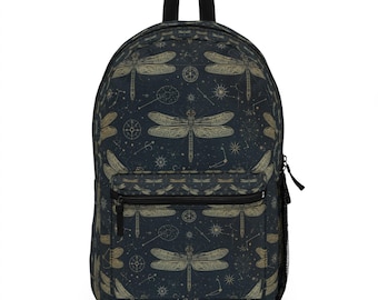 Vintage Dragonfly Pattern Backpack | Night Sky Insect Motif