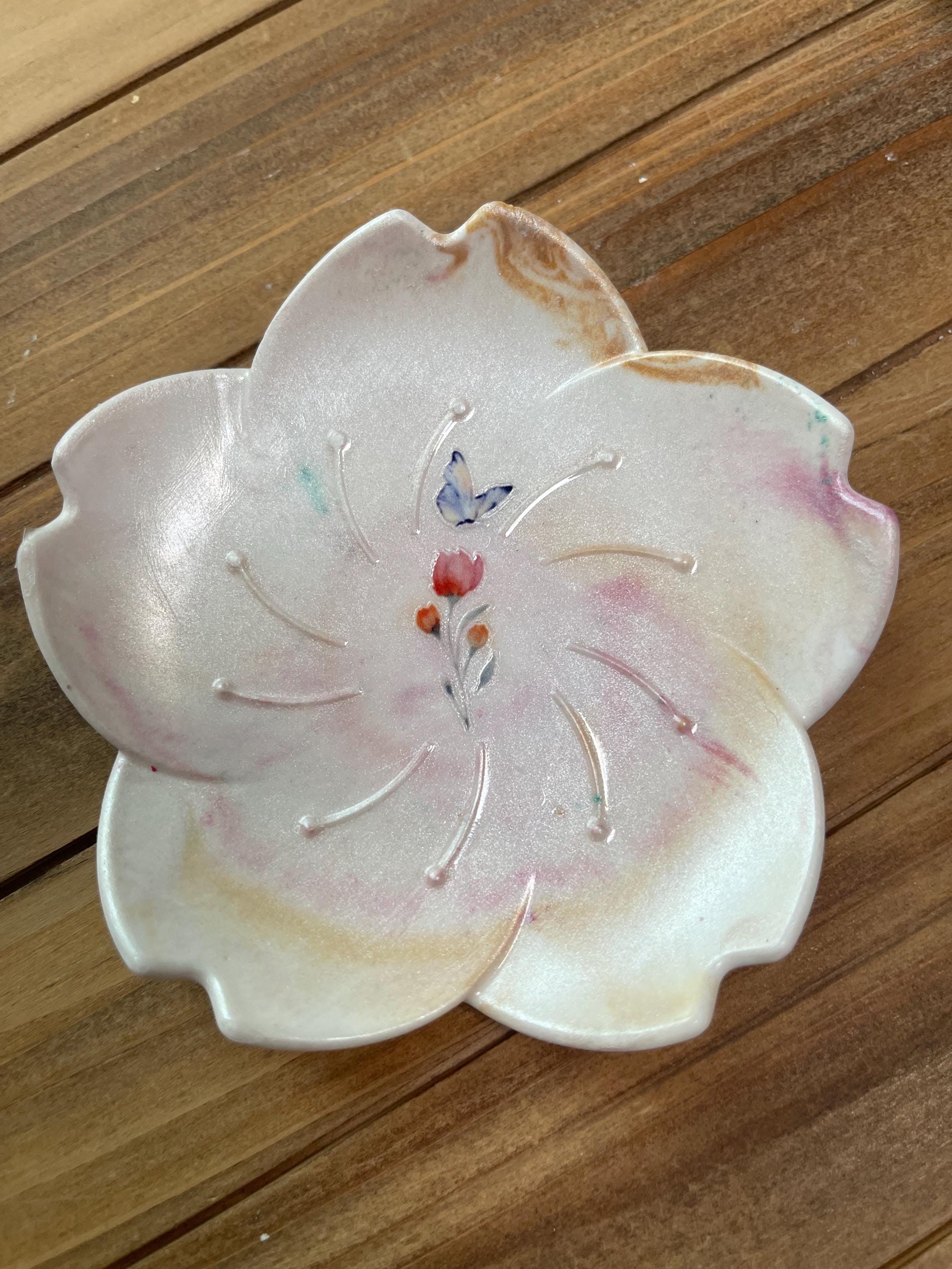 One-of-a-Kind Floral Butterfly Dish – Handmade Blossom Trinket Tray, Nature-Inspired Jewelry Holder