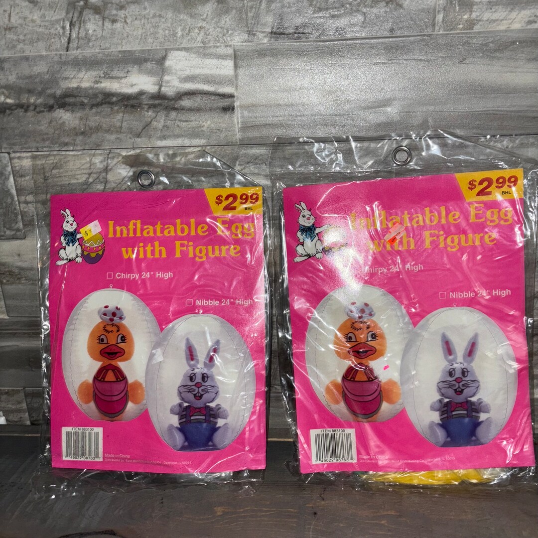 Vintage 24 Bunny and Chick EASTER EGGS Inflatable Blow up Decorations