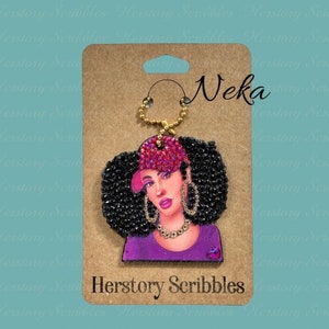Rhinestone keychains. Afro-American Woman bling keychains. Gifts for her