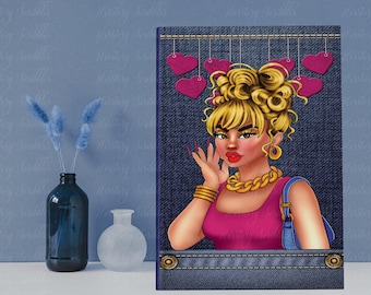 Handmade African American Woman Hardcover Journal  Heart Journal for Black Women | Lined Notebook | Cute Self-Care Gift | Journaling