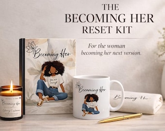 Mother’s Day Wellness Gift Box.  Guided Self-Reflection Book,Journal Mug Candle Relaxion Set.  Black Woman Mental Health Gift.