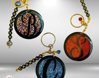 Personalized Letter and Name keychain Glitter Bling Keychain Letter bag charms. Custom Name Acrylic Keychain. Sparkling Acrylic Letter Charm