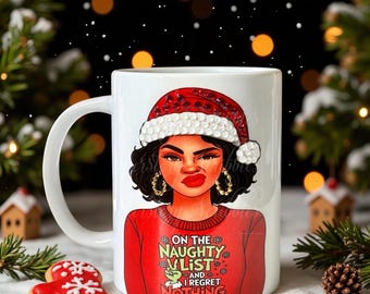 Personalized Sassy Christmas Mug. Funny Holiday Coffee Cup. Black Girl Magic Christmas Gift. Ugly Sweater Mug.