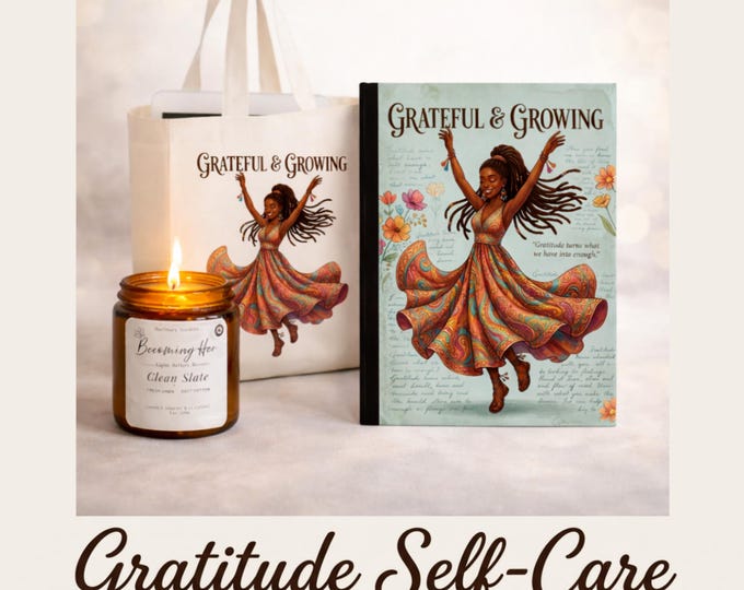 Featured listing image: Self Care Gift Box, Gratitude Journal, Mug, Candle, Tote Bag, Body Care