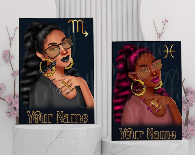 Featured listing image: Personalized Zodiac Journal: Astrology Notebook Gift for Black Women