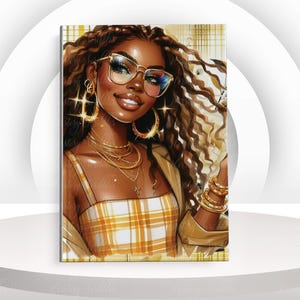Black Woman Journal: Hardcover Lined Notebook, Afrocentric Art