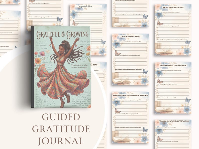 Guided Gratitude Journal for Black Women, Daily Reflection Prompts, Mindfulness and Positivity Gift, Personal Growth Notebook image 6