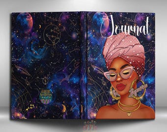 Aquarius Zodiac Journal, Handmade Book, Zodiac Journal, Zodiac Gift, Aquarius gift, Black Girl Journal, African American Woman Gift