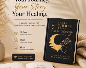 Guided Journal Gift Set for Black Women, Empowerment, Healing, Self-Care Candle, Pen