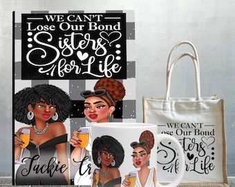 Black Woman Self-Care Gift Box – Black-Owned Sisters Gift Set with Journal, Tote, Mug & Candle-Sorority Sister Present