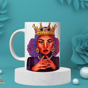 Personalized Afro Woman Rhinestone Coffee Mug - 15oz Glam Bling Mug