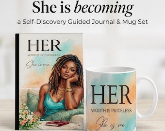 Self Love Guided Journal & Mug Set for Black Women, Self-Care Affirmation Notebook, Healing Era Gift for Her, Mindfulness Gift Box