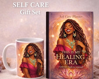 Relax & Reset Gift Set. Self-Care Journal, Mug, Tote Bag, and Candle Set.  Stress Relief Gift Box for Women. Gift for Black Women