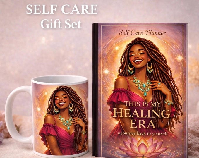 Featured listing image: Self Care Gift Set for Black Women with Journal and Mug Set for Reflection and Affirmation Prompts