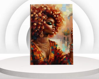 African American Woman Handmade Hardcover Journal. Handmade Hardcover notebook. Gift for her. Black woman gift