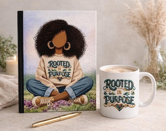 Black Woman Gift Set . Journal & Mug.  Empowerment and  Self Care Bundle