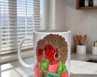Afro Bling Rhinestone Coffee Mug: Black Queen Personalized Cup