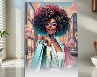 Afrocentric Black Woman Journal – Teal Hardcover Self Care Notebook | Motivational Journal for Women | Black Girl Luxury Gift